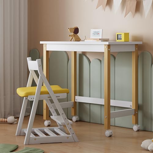 boorbin Tisch, Schreibtisch, Arbeitstisch, mit Richtungsrädern, Kiefer+MDF, Weiß+Natur boorbin Tisch, Schreibtisch, Arbeitstisch, mit Richtungsrädern, Kiefer+MDF, Weiß+Natur von boorbin