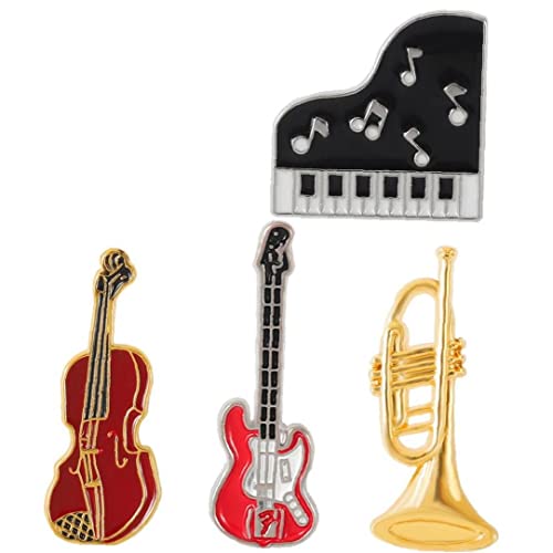 bopely 4pcs Musikinstrument Brosche Niedliche Emaille Abzeichen Set Vintage Geigens Gitarre Klavier Pin Revers Pins Für Kleidung von bopely