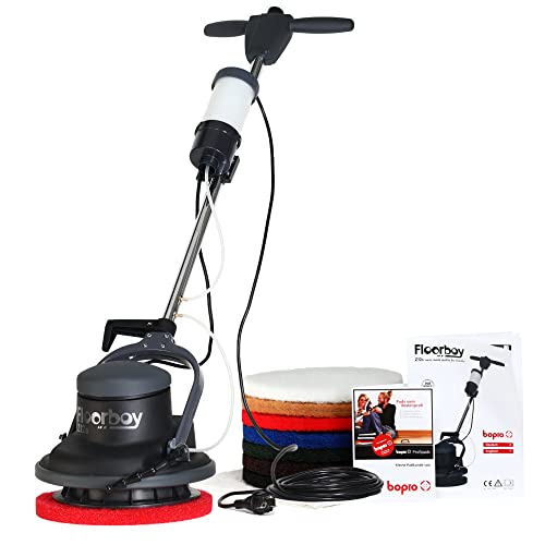 Floorboy® Starterset mit 12 Zoll Einscheiben Reinigungs- und Poliermaschine mit Tank, Pads und Treibteller, Anleitungen und Padkunde von Bioraum von Bopro