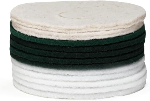 bopro Padset zum (End-) Polieren - Einmassieren von Ölen - ideal für Polier- und Einscheibenmaschinen wie Floorboy XL300, Z12s, EEM13 (5 x grüne, 5 x weiße Normalpads) | 12/13 Zoll von bopro