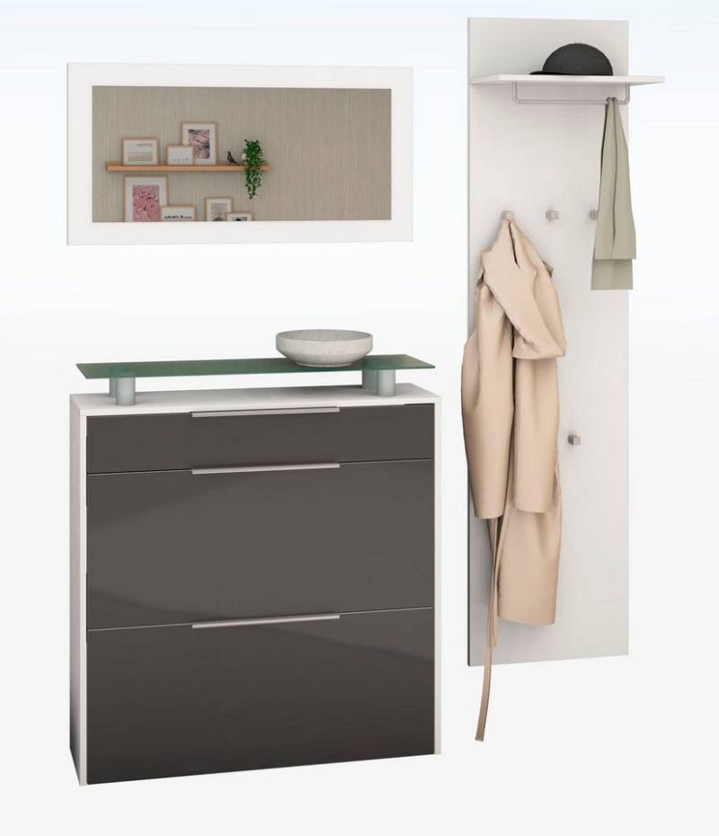 borchardt Möbel Garderoben-Set Oliva, (3-tlg), mit hängendem Schuhschrank, Paneel und Spiegel von borchardt Möbel