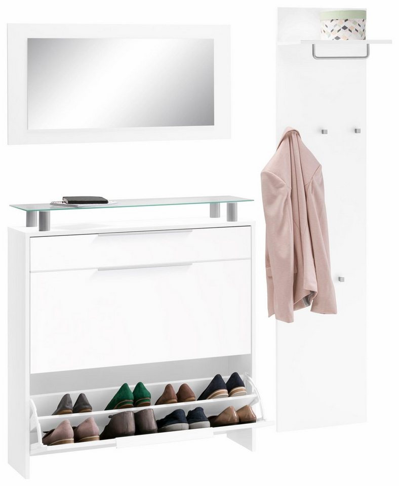 borchardt Möbel Garderoben-Set Oliva, (3-tlg), mit hängendem Schuhschrank, Paneel und Spiegel von borchardt Möbel