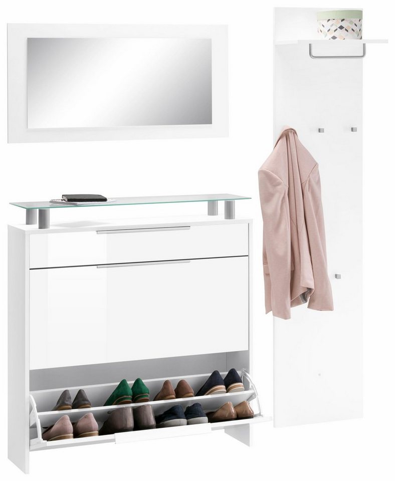 borchardt Möbel Garderoben-Set Oliva, (3-tlg), mit hängendem Schuhschrank, Paneel und Spiegel von borchardt Möbel
