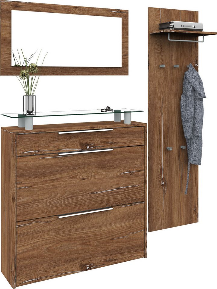 borchardt Möbel Garderoben-Set Oliva, (3-tlg), mit hängendem Schuhschrank, Paneel und Spiegel borchardt Möbel Garderoben-Set Oliva, (3-tlg), mit hängendem Schuhschrank, Paneel und Spiegel von borchardt Möbel