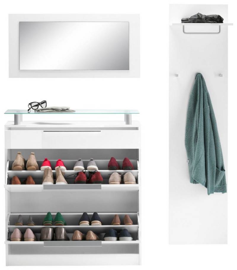 borchardt Möbel Garderoben-Set Oliva, (3-tlg), mit stehendem Schuhschrank, Paneel und Spiegel von borchardt Möbel