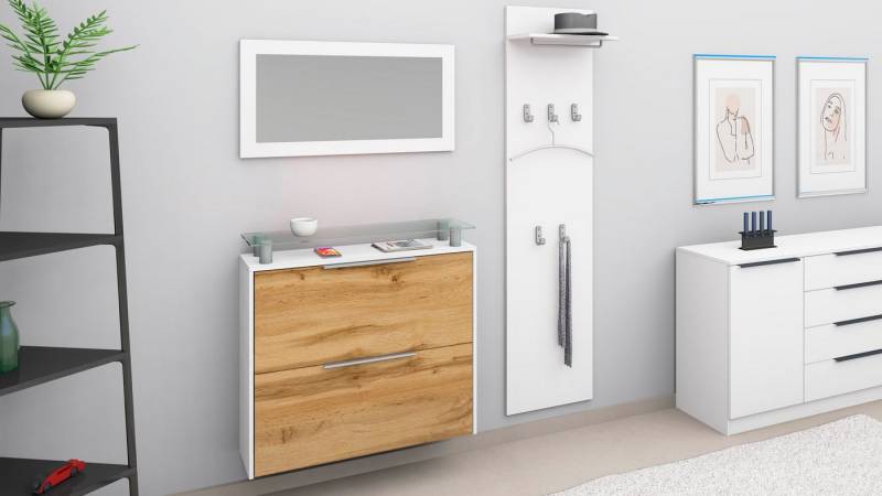borchardt Möbel Garderoben-Set Rena 2, (3-tlg), mit Glasablage von borchardt Möbel