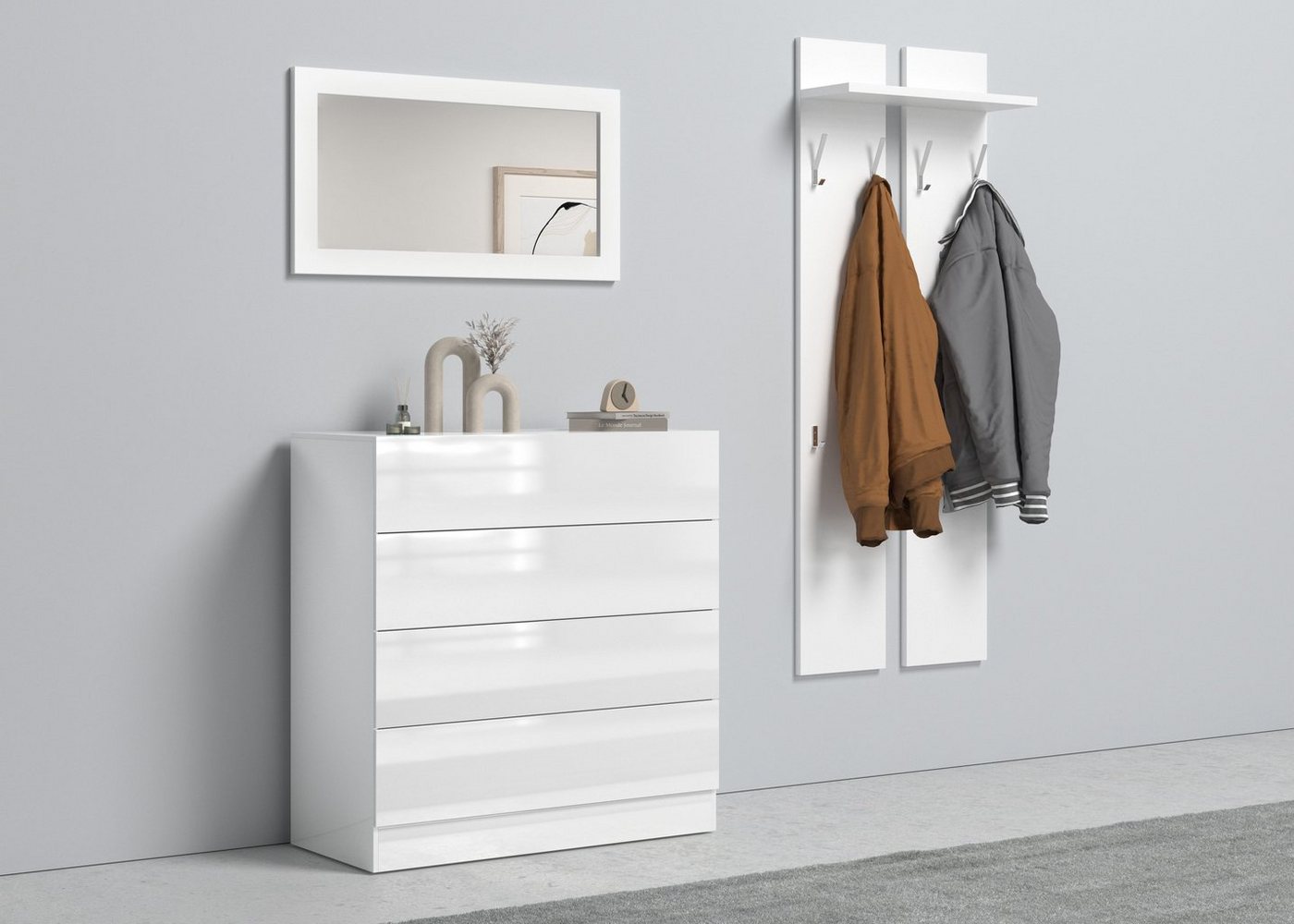 borchardt Möbel Garderoben-Set Vaasa 3, (Set, 3-St), mit Push to Open-Funktion von borchardt Möbel