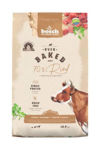 bosch HPC Oven Baked Rind | Im Ofen gebackenes Hundefutter für ausgewachsene Hunde aller Rassen | Single Animal Protein | grain-free | 1 x 10 kg von bosch TIERNAHRUNG