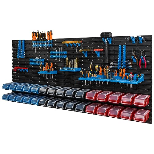 30 Stapelboxen Wandregal Kunststoff Deckel 175,5 x 78 cm Werkzeughalter Werkstatt Garage Lagersystem Sichtlagerkästen Schütte von botle