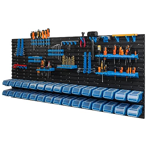 30 Stapelboxen Wandregal Kunststoff Deckel 175,5 x 78 cm Werkzeughalter Werkstatt Garage Lagersystem Sichtlagerkästen Schütte von botle