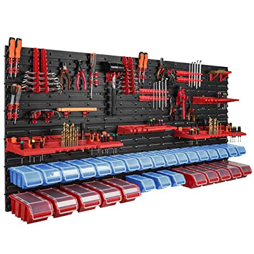 30 Stapelboxen Wandregal Kunststoff Deckel 178 x 78 cm Werkzeughalter Werkstatt Garage Lagersystem Sichtlagerkästen Schütte von botle