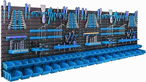 botle 46 Stapelboxen Wandregal Kunststoff 231,6 x 78 cm Werkzeughalter Werkstatt Garage Lagersystem Sichtlagerkästen Schütte von botle