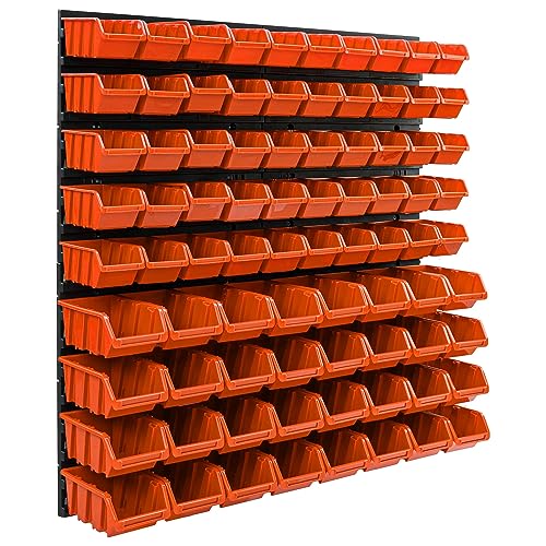 botle 82 Stapelboxen Wandregal Werkzeugwand 772 x 780 mm Kunststoff Werkzeughalter Wandplatte Garage 3 Farbvarianten (Orange) von botle