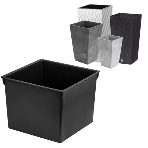 Austauschbarer quadratischer Plantztopf-Einsatz 22x22 cm schwarz 8 L für Prosperplast H 42 cm Töpfe-erleichtert die Kontrolle des Wassergehalts im Topf von botle