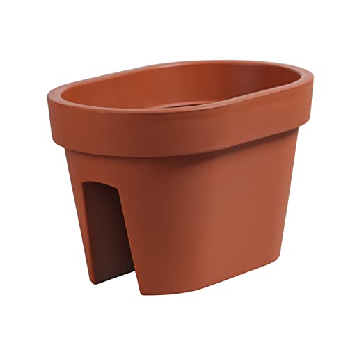 botle Balkonkiste Blumenkasten Geländerkasten Balkonkasten Geländertopf 39,5 cm | 12,3 L Terrakotta Balkon-Blumenkasten oval von botle