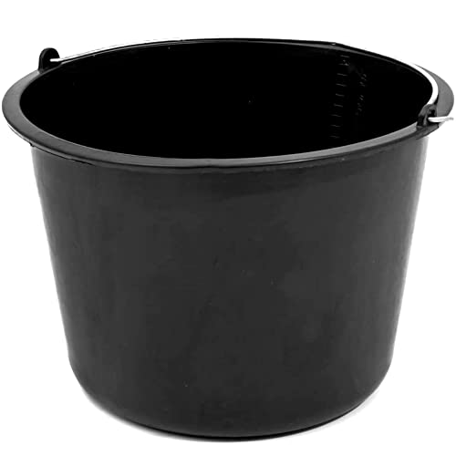 Baueimer Mörtelkübel Mörteleimer 20 L Baustelle Putzeimer 36,5 cm Zementeimer Schwarz Eimer Wassereimer von botle