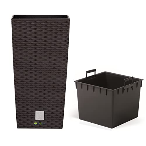 Blumenkübel 16,3 L Rattan-Optik Umbra Dunkel Braun Pflanzkübel h. 42 cm mit Innenkasten 8 L quadratisch Übertopf aus Kunststoff Blumenkübel 16,3 L Rattan-Optik Umbra Dunkel Braun Pflanzkübel h. 42 cm mit Innenkasten 8 L quadratisch Übertopf aus Kunststoff von botle