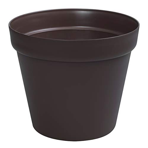 Blumentopf Pflanzkübel rund Topf Übertopf Kunststoff Terracotta Fensterbank Terasse Garten Wintergarten 8 Farben 4 Größen (braun, 26 cm) von botle