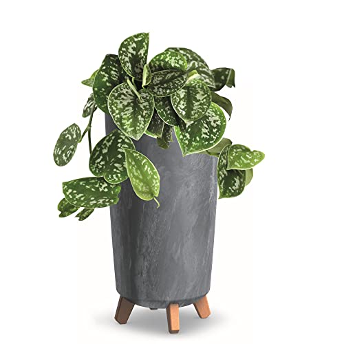 Blumentopf mit Füßen HOH Pflanzkübe D 20 cm Dunkel Grau Kunststoff Töpfe Beton Optik Übertöpfe von botle