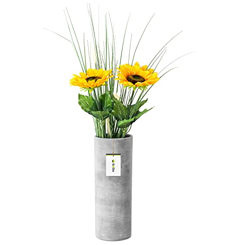 Blumenvase aus Keramik Grau Beton Matte H 31,5 cm D 11,7 cm Dekorative Tisch Vase Röhre Blumen Deko Orchidee Modern Glamour von botle