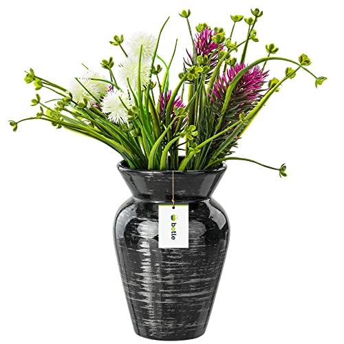 Blumenvase aus Keramik Schwarz Silber Glanz H 19,5 cm D 8 cm Dekorative Tisch Vase Fässchen Blumen Deko Orchidee Modern Glamour Blumenvase aus Keramik Schwarz Silber Glanz H 19,5 cm D 8 cm Dekorative Tisch Vase Fässchen Blumen Deko Orchidee Modern Glamour von botle