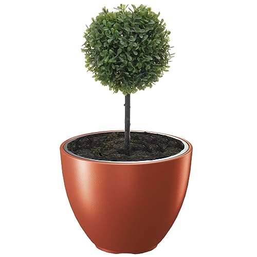 Groß Blumentopf Blumenkübel Topf ⌀ 47cm H:36 cm Rund Kupfer mit Einsatz Pflanztopf Pflanzkübel Terrasse Garten Balkon Stilvoll Modern Elegant Kapazität 31 L Kunststoff Outdoor UV-beständig Indoor von botle