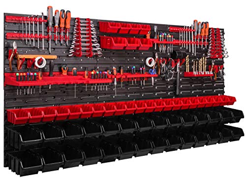 botle 173 x 78 cm Stapelboxenwandregal Werkstattregal Sichtlagerkiste Box Schütte Werkzeughalter Haken (ITBNN600x6-U2111-MIX58) von botle