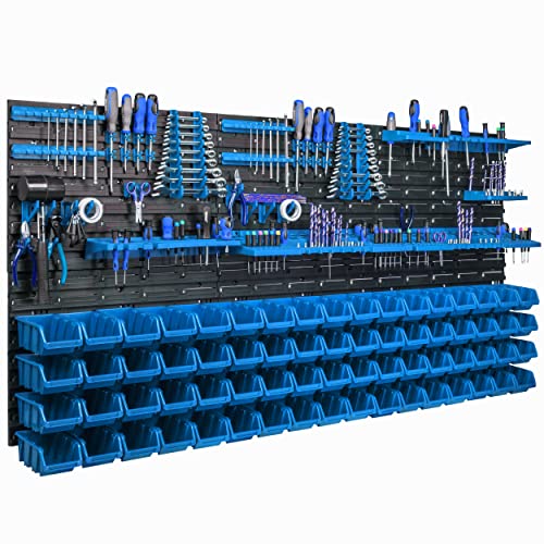 Lagersystem Wandregal 173x78cm, Werkzeughalterungen, 68 stck. Stapelboxen Schüttenregal Sichtlagerkästen, Extra Starke Wandplatten, Regal Erweiterbar, Werkstattregal Lagerregal Werkstattwandregal Ste von botle