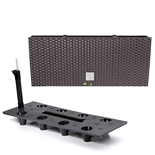 Pflanzkübel rechteckig Blumentopf Pflanzkasten 60 cm 30 L Umbra dunkel Braun Blumenbank in Rattan-Optik Rato Serie mit Bewässerungssystem Pflanzkübel rechteckig Blumentopf Pflanzkasten 60 cm 30 L Umbra dunkel Braun Blumenbank in Rattan-Optik Rato Serie mit Bewässerungssystem von botle