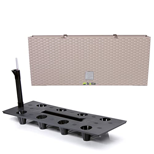 Pflanzkübel rechteckig Blumentopf Pflanzkasten 80 cm 72 L Mocca beige Hellbraun Blumenbank in Rattan-Optik Rato Serie mit Bewässerungssystem Pflanzkübel rechteckig Blumentopf Pflanzkasten 80 cm 72 L Mocca beige Hellbraun Blumenbank in Rattan-Optik Rato Serie mit Bewässerungssystem von botle