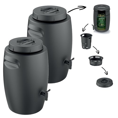 Set 2X Komposteimer Bio Mülleimer Düngertank Behälter zur Herstellung von Dünger mit Hahn 25 L Schwarz Anthrazit Komposter für Biomüll Set 2X Komposteimer Bio Mülleimer Düngertank Behälter zur Herstellung von Dünger mit Hahn 25 L Schwarz Anthrazit Komposter für Biomüll von botle