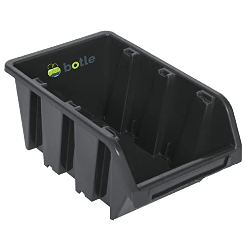 Stapelbox 10 Stck Stapelkiste Sortierbox Box 16x23x12 cm Schwarz | Werkstatt stapelkisten kunststoff lagerboxen stapelbar von botle