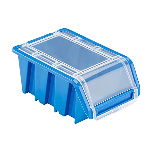 Stapelbox Kunststoff Lagerboxen Stapelbar Stapelkiste Sortierbox Box mit Deckel 100x155x70 blau von botle