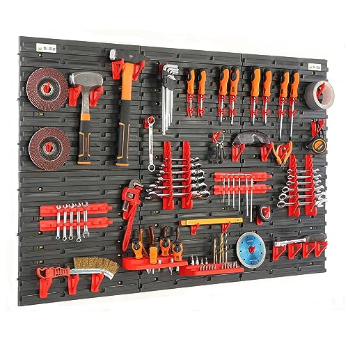 Werkzeugwand Wandregal mit 116x78cm Abmessungen 58 TLG. Set im Schwarz/Rot Werkzeughalter Werkstattregal aus Kunststoff Lagersystem Schüttenregal Extra Starke Wandplatten Regal Erweiterbar Lagerregal Werkzeugwand Wandregal mit 116x78cm Abmessungen 58 TLG. Set im Schwarz/Rot Werkzeughalter Werkstattregal aus Kunststoff Lagersystem Schüttenregal Extra Starke Wandplatten Regal Erweiterbar Lagerregal von botle