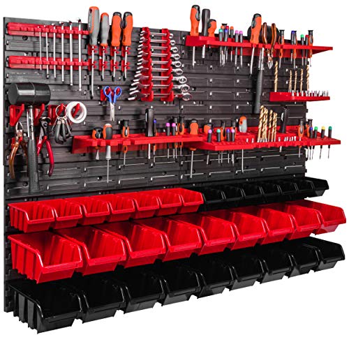 115 x 78 cm Regal Kleinteile Werkzeug Organizer Wandregal Sichtlagerkästen Stapelboxen Werkstatt Garage Hobbyraum Geräteraum (ITBNN600x4-U1121-MIX36) von botle