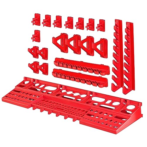 botle 20 Werkzeughalter 1 Regal Sortiment Wandregal für Werkzeuge Schraubenschlüssel Schraubendreher Zangen Wandregal Werkstatt rot von botle