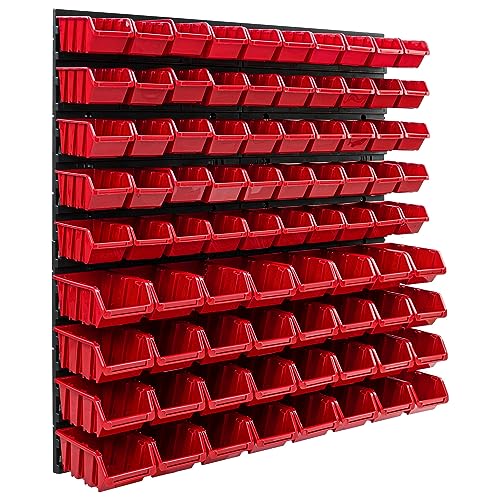 botle 82 Stapelboxen Wandregal Werkzeugwand 772 x 780 mm Kunststoff Werkzeughalter Wandplatte Garage 3 Farbvarianten (Rot) von botle