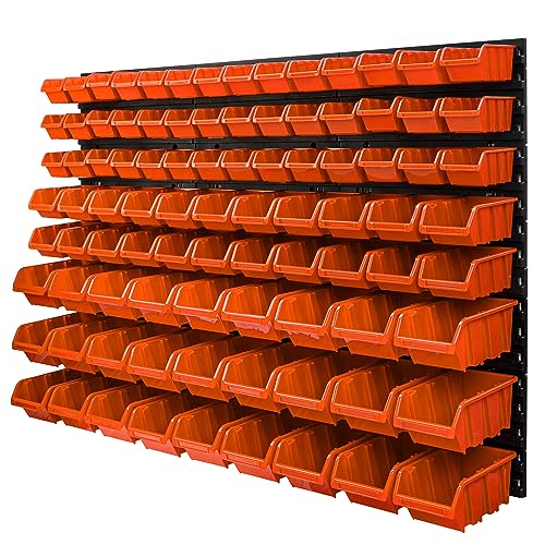 botle 91 Stapelboxen Wandregal Werkzeugwand 1158 x 780 mm Kunststoff Werkzeughalter Wandplatte Garage (Orange) von botle