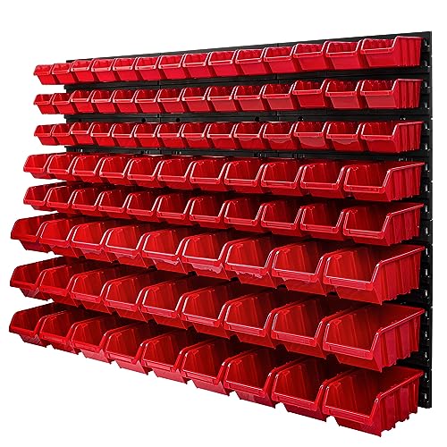 botle 91 Stapelboxen Wandregal Werkzeugwand 1158 x 780 mm Kunststoff Werkzeughalter Wandplatte Garage (Rot) von botle