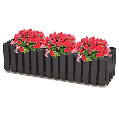 botle Balkonkasten Blumkentopf Pflanzkasten Zaun Anthrazit B 58cm 10 L Balkontopf Garten Blumentop Zaunimitation Geländer Optik Kunststoff von botle