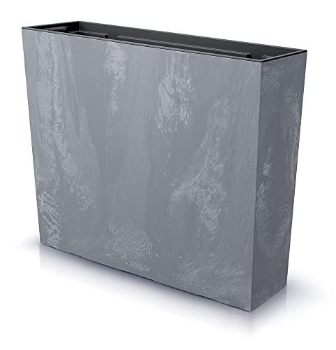 Blumenkasten Blumentopf Einsatz 58x18x50 cm Grau Beton Optik Dunkel Grau Trapezform dekorative Abschürfungen UV beständig Balkonkasten Innen/Außenbereiche von botle