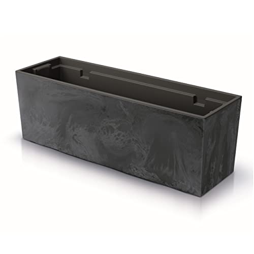 botle Blumenkasten mit praktischem Einsatz Blumentopf Länge: 58 cm Balkonkasten auf Kunststoff Betonoptik Beton Struktur Anthrazit Farbe Innen/Außenbereiche von botle
