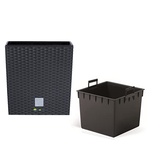 botle Blumenkübel 64 L Rattan-Optik Anthrazit Pflanzkübel h. 41 cm mit Innenkasten 37 L quadratisch Übertopf aus Kunststoff botle Blumenkübel 64 L Rattan-Optik Anthrazit Pflanzkübel h. 41 cm mit Innenkasten 37 L quadratisch Übertopf aus Kunststoff von botle