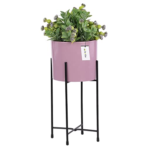 botle Blumenständer Blumenbeet Blumentopf Metall-Ständer Blumenübertopf Rund D 16,5 cm H 44 cm Rose Glanz Oberfläche Gestell Orchidee Vase Keramik Modern Glamour von botle