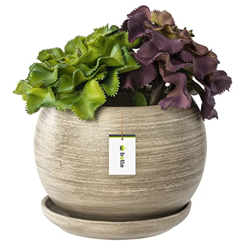 botle Blumentopf Blumenübertopf Beton Kugel Blumenschale mit Untersetzer Rund BxH 140 mm x 130 mm Oberfläche Matt Keramik Modern Glamour von botle
