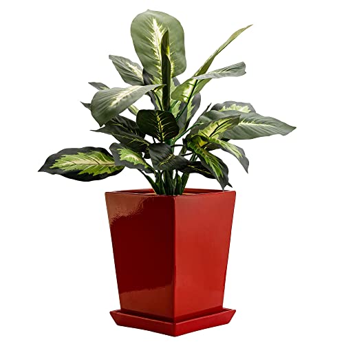 botle Blumentopf Blumenübertopf Untersetzer Quadrat Maße (LxBxH): 21,5x21,5x29 cm Rot Modern Innenräume Glamour Trapez von botle