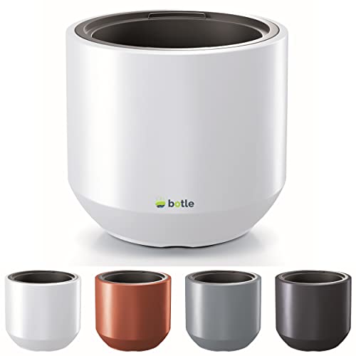botle Blumentopf Massive Rund Form Modern Stil Matt 39 x 35cm mit Einsatz 18L Weiß von botle