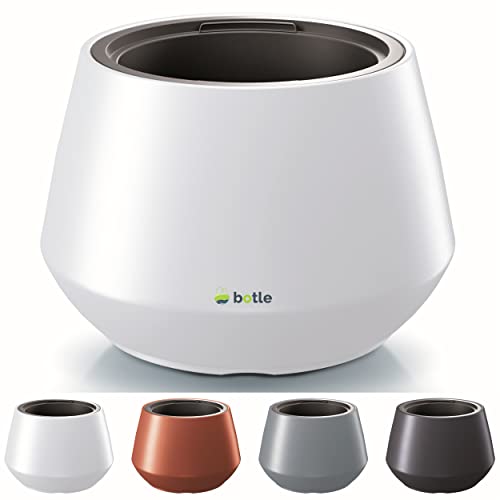 botle Blumentopf Massive Rund Form Modern Stil Matt 44 x 30cm mit Einsatz 11L Weiß von botle