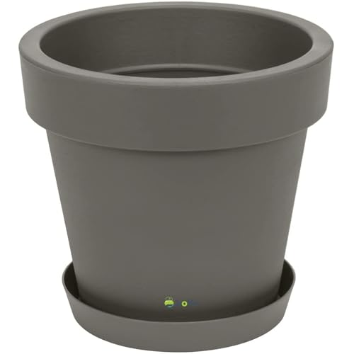 botle Blumentopf Übertopf inkl. Untersetzer Blumenkübel 16 cm x 14,4 cm Grauer Stein Pflanzkübel Pflanztopf Kunststoff von botle