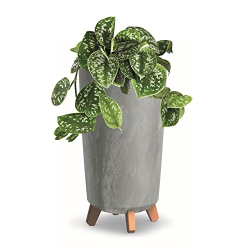 Blumentopf mit Füßen HOH Pflanzkübe D 20 cm hell Grau Kunststoff Töpfe Beton Optik Übertöpfe von botle